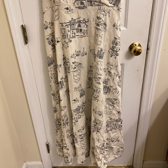 ANTHROPOLOGIE BY THE RIVER LINEN MAXI DRESS PARIS CAFE BEIGE & BLACK SIZE LARGE - Picture 14 of 16